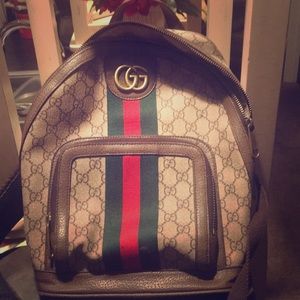 Brown,Red,&green luxury Gucci mimi backpack.